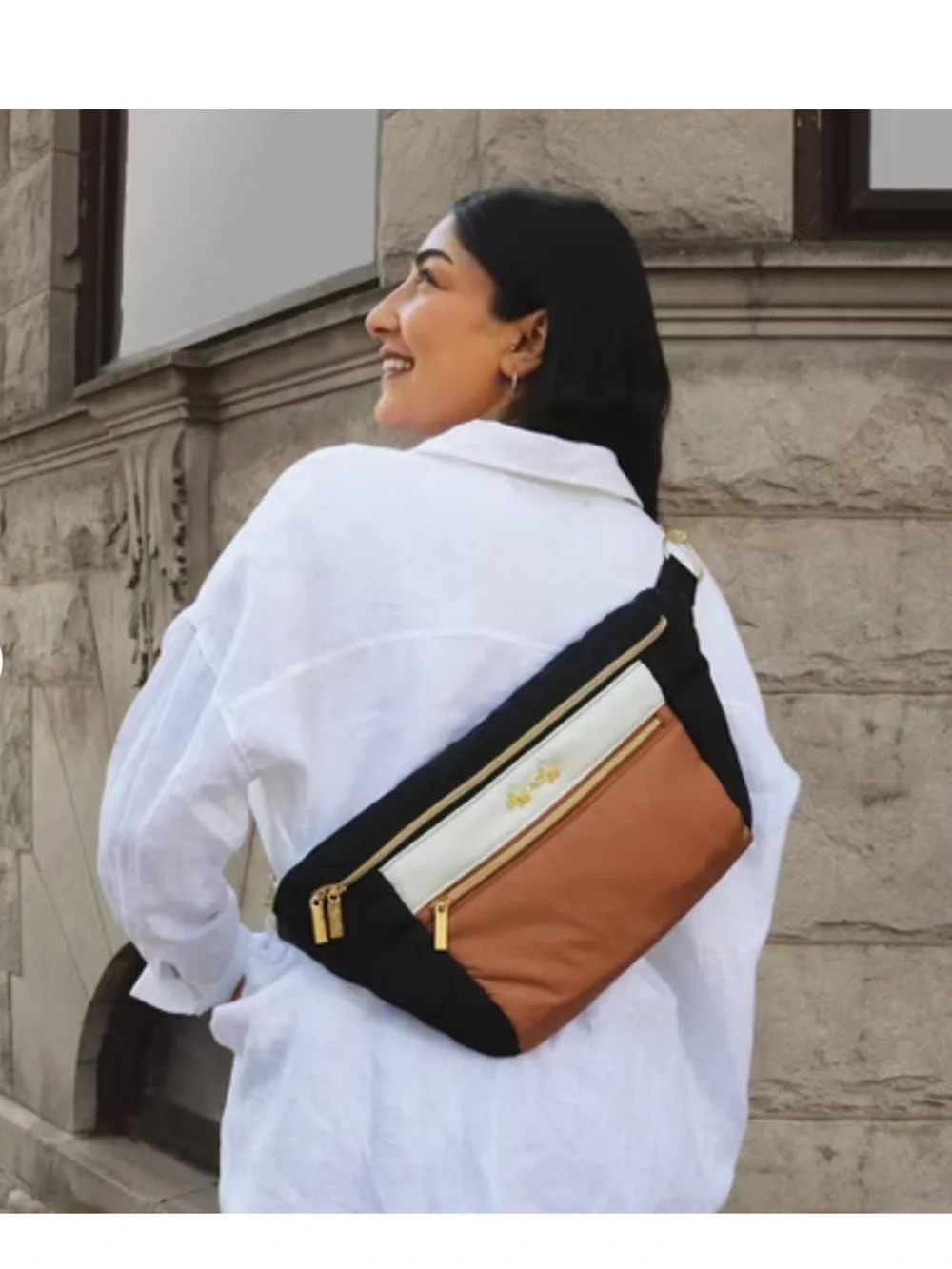Itzy Ritzy Fanny Pack & Crossbody Diaper Bag - Coffee & Cream
